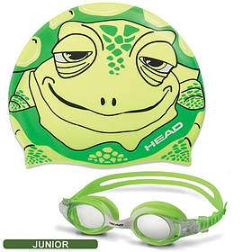 Комплект для плавання Head Meteor Character окуляри + шапочка, салатово-зелений