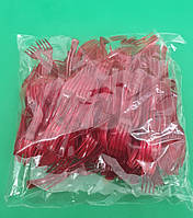 Вилка одноразовая пластиковая для фруктов Юнита Красная (250 шт)