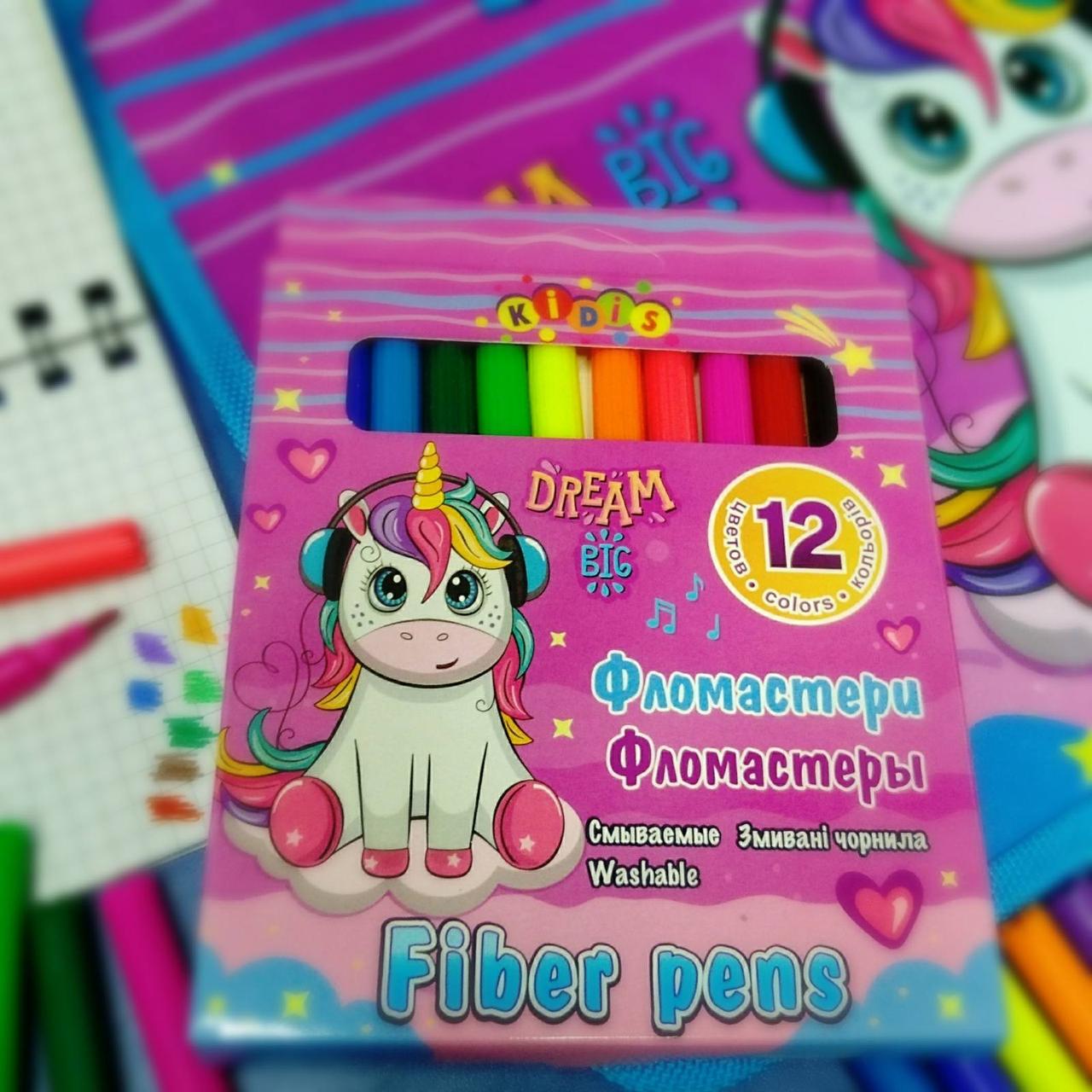 Фломастери в картоні 12 кольорів №13352 Unicorn Dreams , Kidis