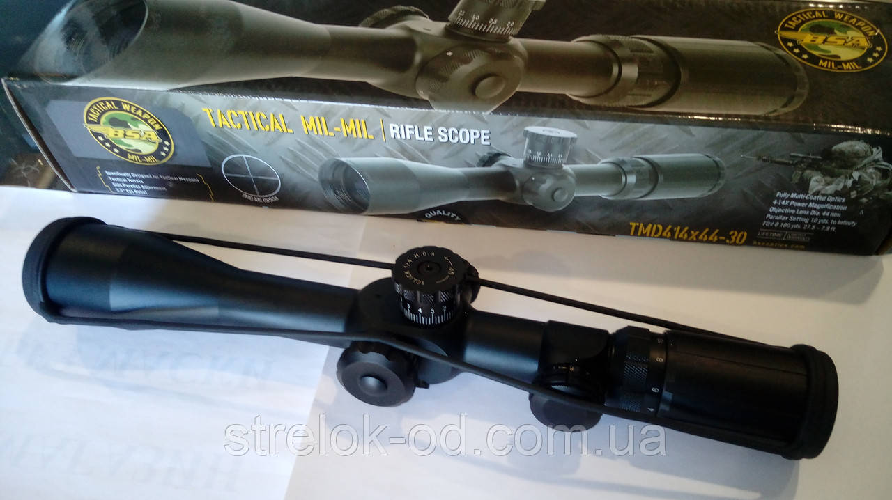 BSA Tactical Mil-Mil Rifle Scope 30 mm Tube 4-14x 44 mm Side Focus, Перша фокальна площина