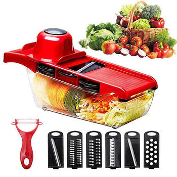 Овочерізка Mandoline Slicer 6 in 1 з контейнером / Слайсер-терка для шаткування овочів і фруктів ОПТ