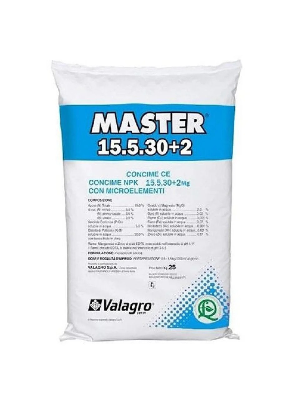 Водонедосвітнє комплексне мінеральне добриво MASTER Valagro 25 кг NPK 15-5-30+2