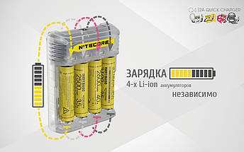 Універсальний зарядний пристрій Nitecore Q4 прозорий Li-Ion/IMR 2 A max 220 V/12V LED, фото 5