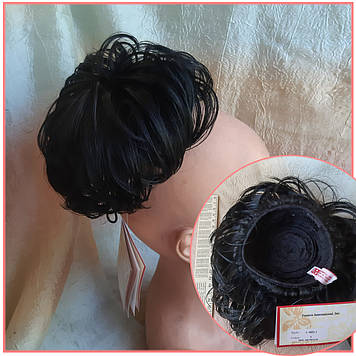 Шиньйон-бабетта на гульку короткий на гребінцях чорний KELI-1