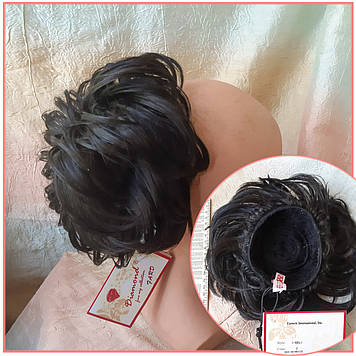 Шиньйон-бабетта на гульку короткий на гребінцях чорний кава KELI-2