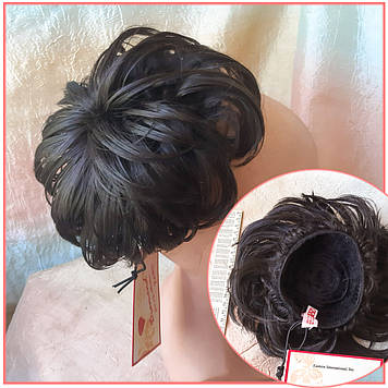 Шиньйон-бабетта на гульку короткий на гребінцях темно-шоколадний KELI-4