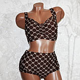 Великий 58 розмір. Модний жіночий роздільний купальник, коричневий, для жінок із формами, фото 2