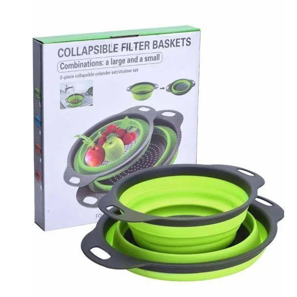 ОПТ Складаний силіконовий друшлаг 2 в 1 великий + маленький Collapsible filter baskets