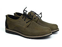 Легкие туфли хаки кожа летние обувь больших размеров мужская Rosso Avangard BS Poly Brown Crazy Perf 47, 31.5