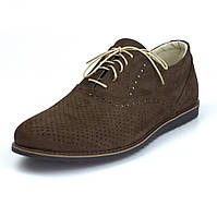 Легкі коричневі туфлі нубук літнє взуття чоловіча Rosso Avangard Romano EVA Brown NUB Perf