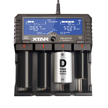 Універсальний зарядний пристрій XTAR VP4 Plus Dragon Ni-Cd/Ni-Mh/Li-Ion/11.1V/3S USB/220V LCD Powerbank, фото 1