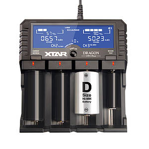 Універсальний зарядний пристрій XTAR VP4 Plus Dragon Ni-Cd/Ni-Mh/Li-Ion/11.1V/3S USB/220V LCD Powerbank
