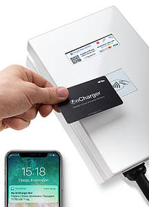 MasterCard Visa зарядна станція для електромобілів OnCharger 32A 7 22 кВт Offline NFC RFID Android iOS