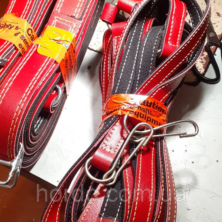 Віжки червоні наодного коня, шкіра, фото 1