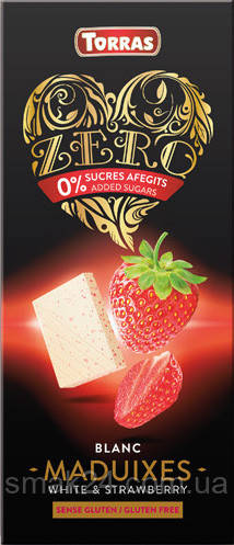 Белый шоколад без сахара и глютена Torras ZERO BLANC MADUIXES White Chocolate strawberries с клубникой 125 г - фото 1 - id-p597562268