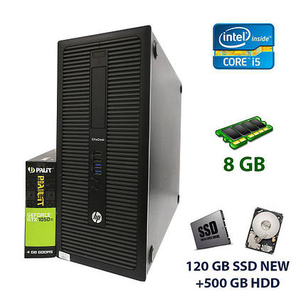 Комп'ютер HP EliteDesk 800 G1 Tower / Intel Core i5-4570 (4 ядра по 3.2 — 3.6 GHz) / 8 GB DDR3 / 120 GB SSD, фото 1
