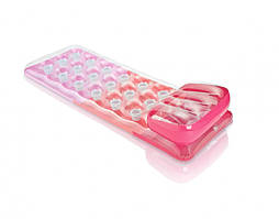 Надувний матрац для плавання Кольоровий склянки Intex 58890 з подушкою Помаранчево-рожевий