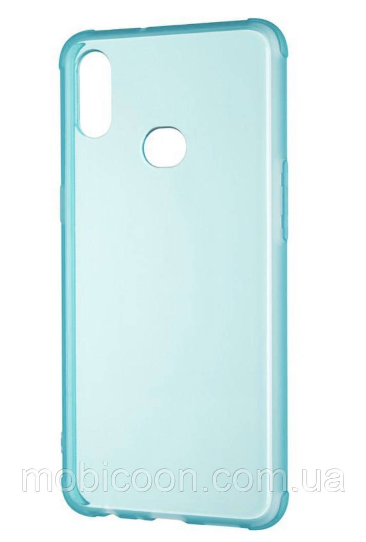 Чохол силіконовий для Samsung Galaxy A10s A107 з бірюзовим відтінком (посилені кути) прозорий (самсунг а10с)