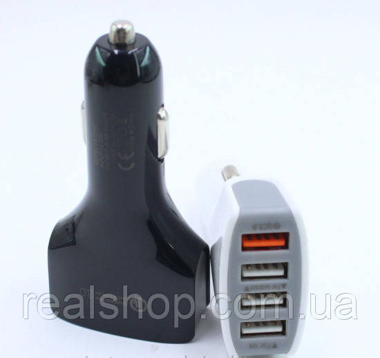 Автомобільний зарядний пристрій 4 USB Car Charger Black 4.2A, фото 1