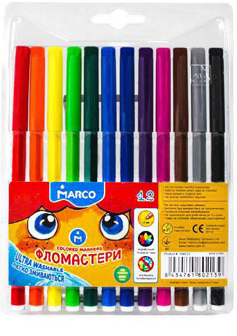 Фломастери 12 кольорів MARCO 1690-12 KNZ