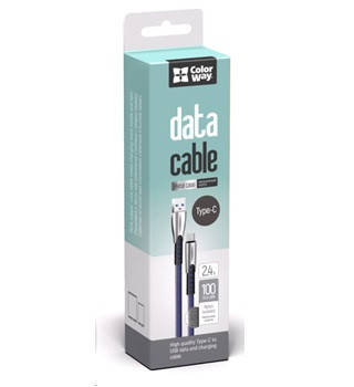 Кабель ColorWay USB Type-C 2.4 А 1m Blue (CW-CBUC012-BL), фото 2