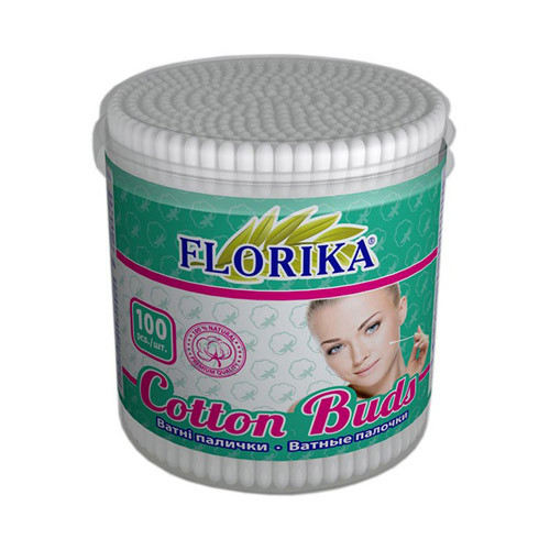 Ватні палички "FLORIKA" — 100 шт., банка, фото 1