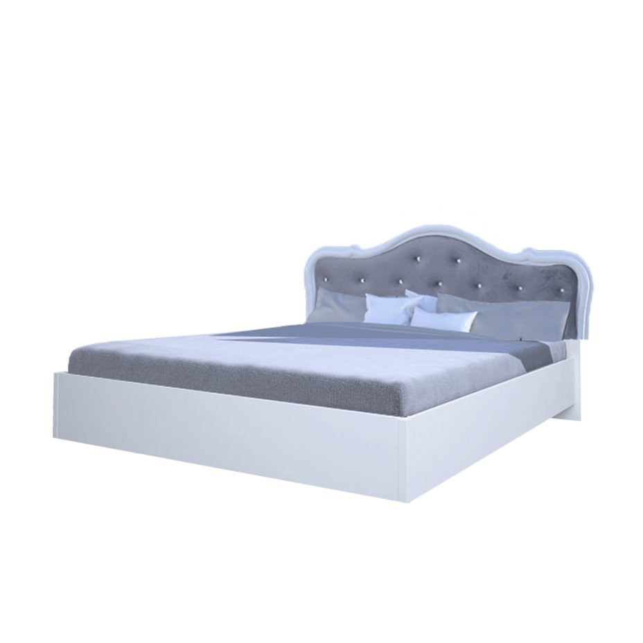Ліжко двоспальне з м'яким узголів'ям Луїза LZ-38-WB MiroMark білий глянець