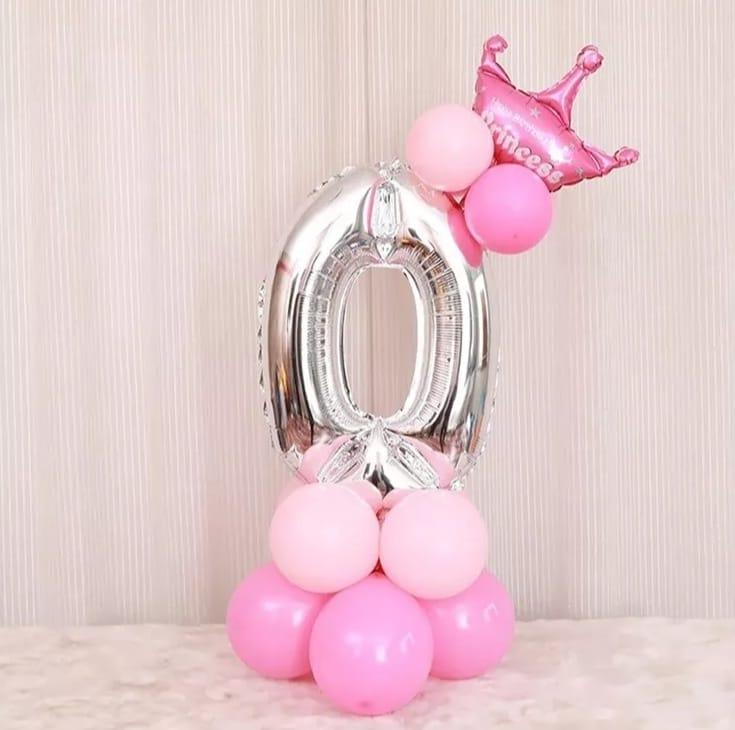 Цифра 0 на підставці з куль | Рожева