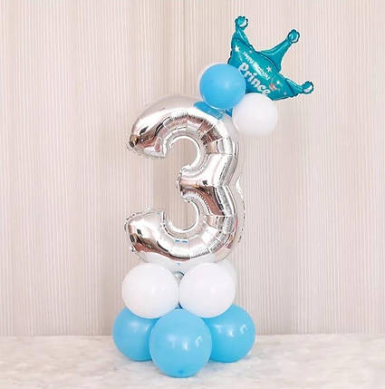 Цифра 3 на підставці з куль | Блакитна, фото 1