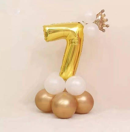 Цифра 7 на підставці з куль | Золото, фото 1