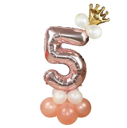 Цифра 5 на підставці з куль | Рожеве золото, фото 1