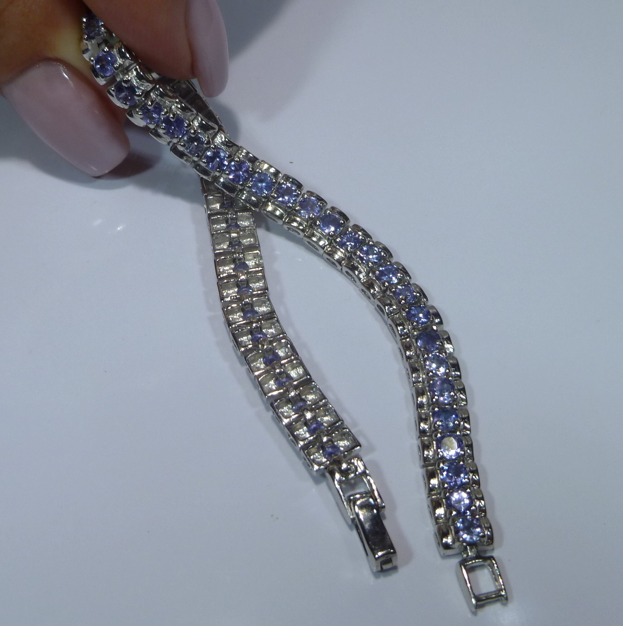 Элегантный браслет с натуральными танзанитами 3 мм - фото 1 - id-p1220368342