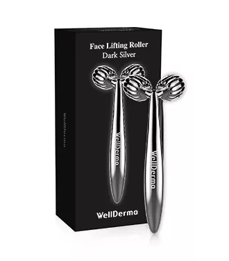 Роликовий масажер для обличчя та шиї WellDerma Face Lifting Dark Silver Roller