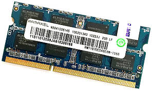 Оперативная память для ноутбука Ramaxel SODIMM DDR3 2Gb 1066MHz 8500s 2R8 CL7 (RMT1970ED48E8W-1066) Б/У