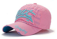 Фірмова рожева кепі з блакитними написами з бавовняної тканини