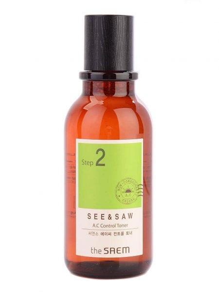 Лікувальний тонер для проблемної та жирної шкіри The Saem See & Saw A.C Control Toner 160 мл, фото 1