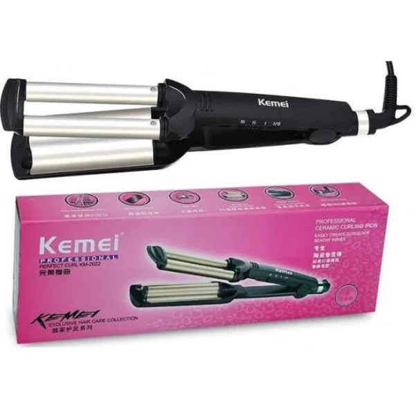 Плойка потрійна Kemei Km-2022, фото 1