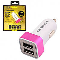 Автомобильное зарядное устройство AWEI C-200 2USB 2.4A pink (44130)