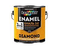 Эмаль-грунт полиуретановая KOMPOZIT 3 в 1 DIAMOND антикоррозионная коричневая 2,5л