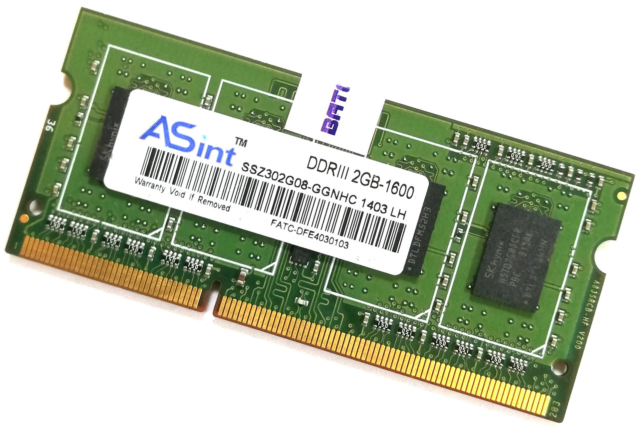 Оперативна пам'ять для ноутбука SODIMM DDR3 2Gb 1600MHz 12800S CL11 Б/В MIX