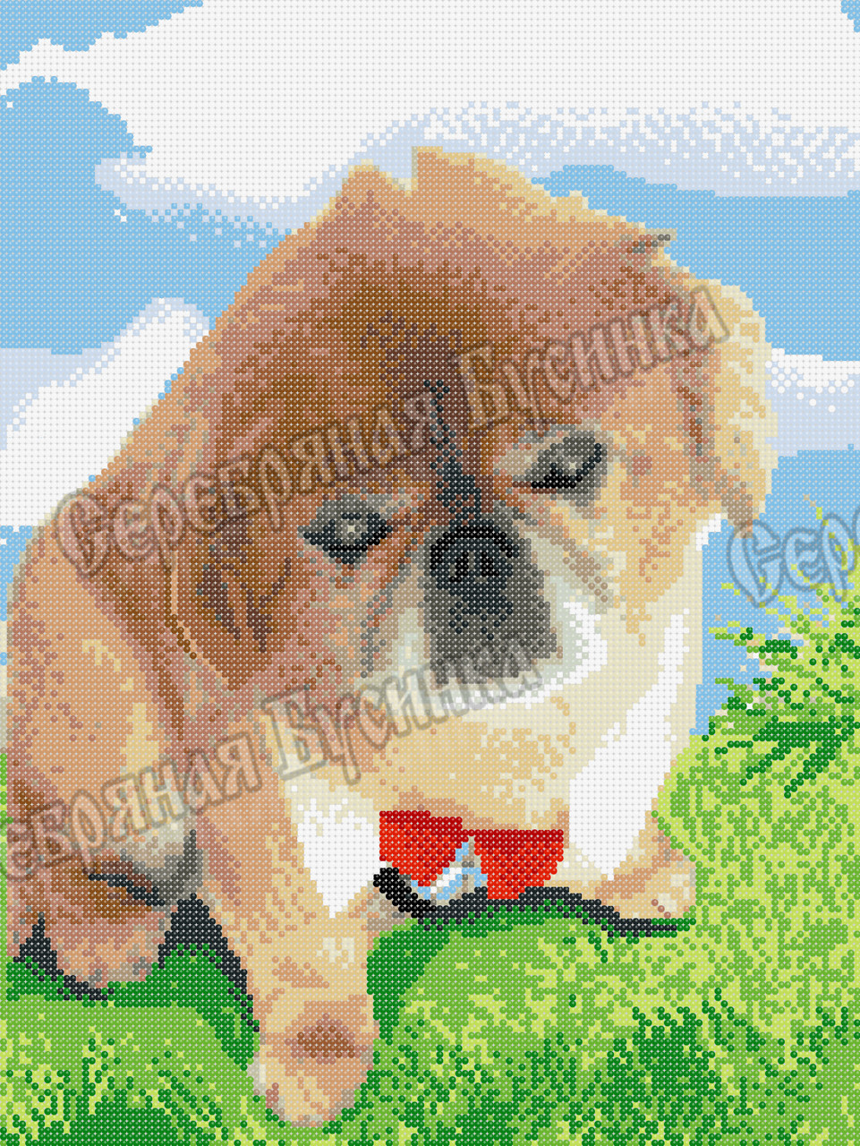 Пекінес. Схема повної зашиття бісером, фото 1