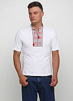 Вышиванка мужская белая трикотажная, футболка вышиванка