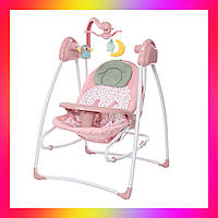 Укачивающий центр детский CARRELLO Grazia CRL-7502 розовый цвет. Детское кресло-качалка от рождения