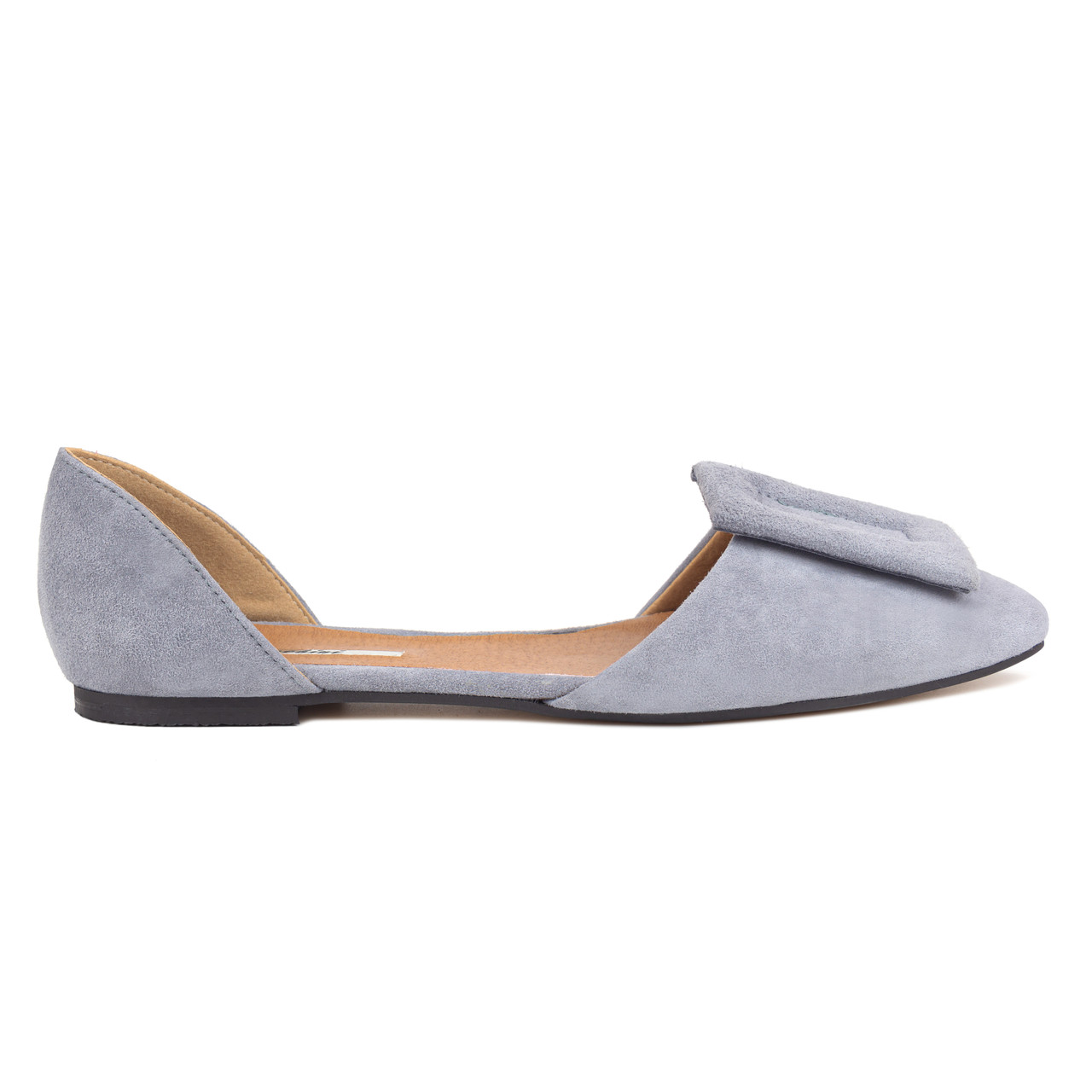 Балетки з натуральної замшевої шкіри 39 Woman's heel сірі для повсякденного носіння