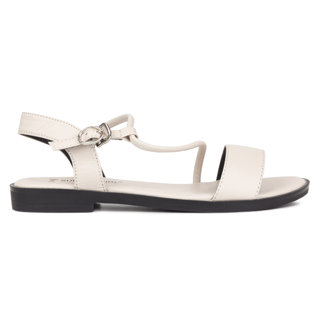 Жіночі босоніжки Woman's heel молочні з високоякісної штучної шкіри, фото 1