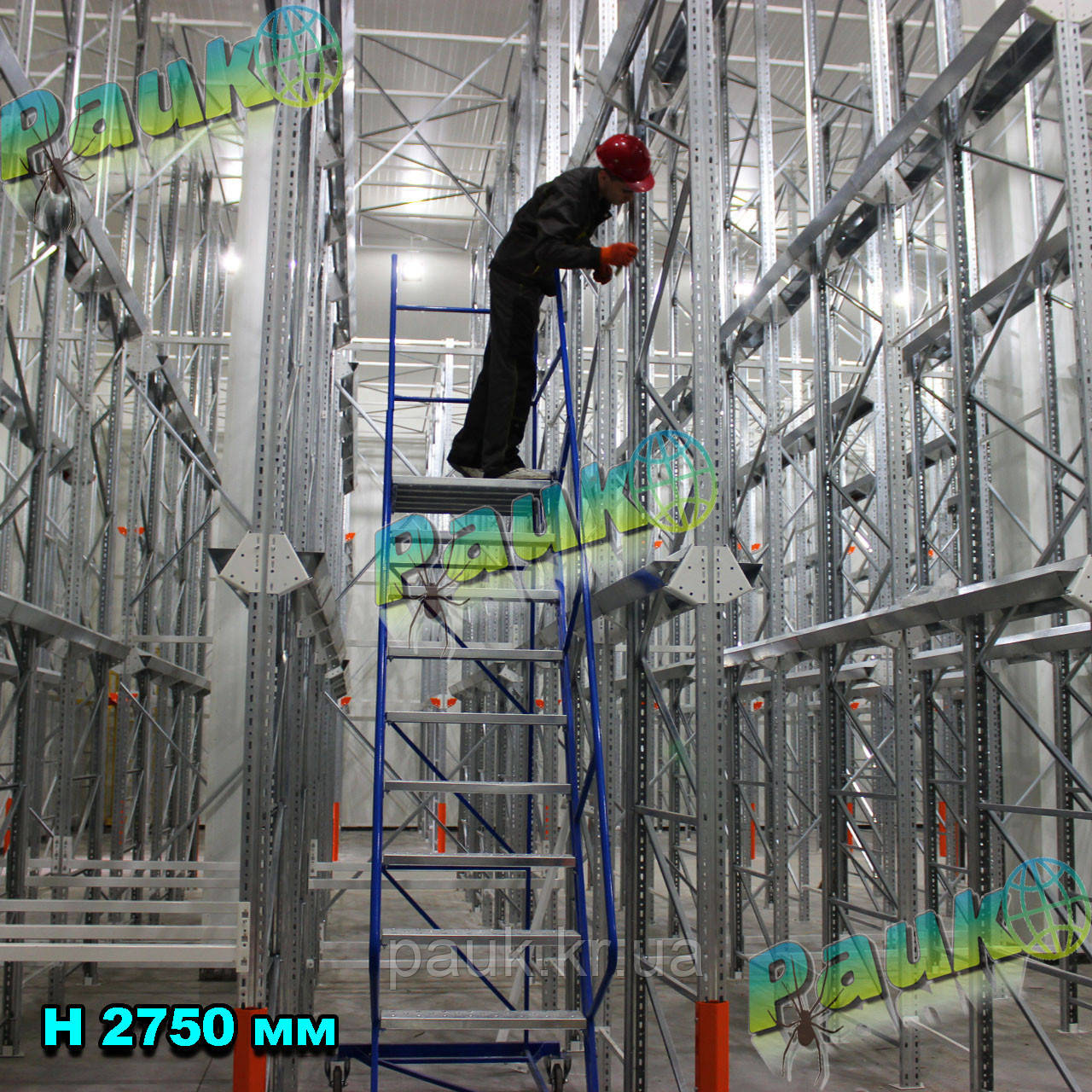 Лестница складская Н 1000 мм, передвижная лестница на склад - фото 5 - id-p1149307
