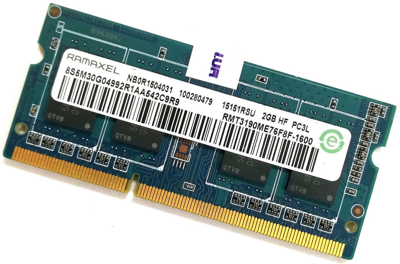 Оперативная память для ноутбука Ramaxel SODIMM DDR3L 2Gb 1600MHz 12800s 1R16 CL11 (RMT3190ME76F8F-1600) Б/У