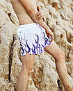 Шорти плавки чоловічі пляжні для купання білі з принтом швидковисихаючі брендові Гармата Вогонь Rage, фото 7