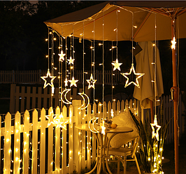 Гірлянда на сонячній батареї, USB, Місячна ніч 3.5 м, теплий білий, пульт