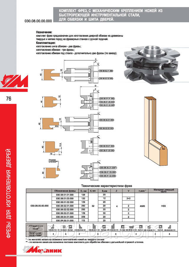 Фрезы для изготовления дверей: продажа, цена в Каменце-Подольском ...